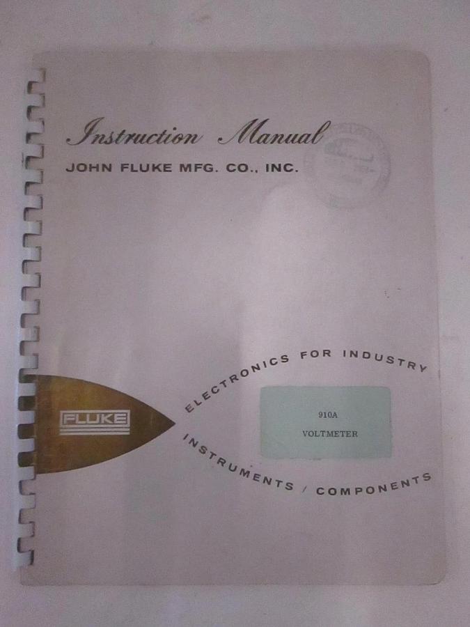 Used Fluke 910A Voltmeter Instruction Manual, Used