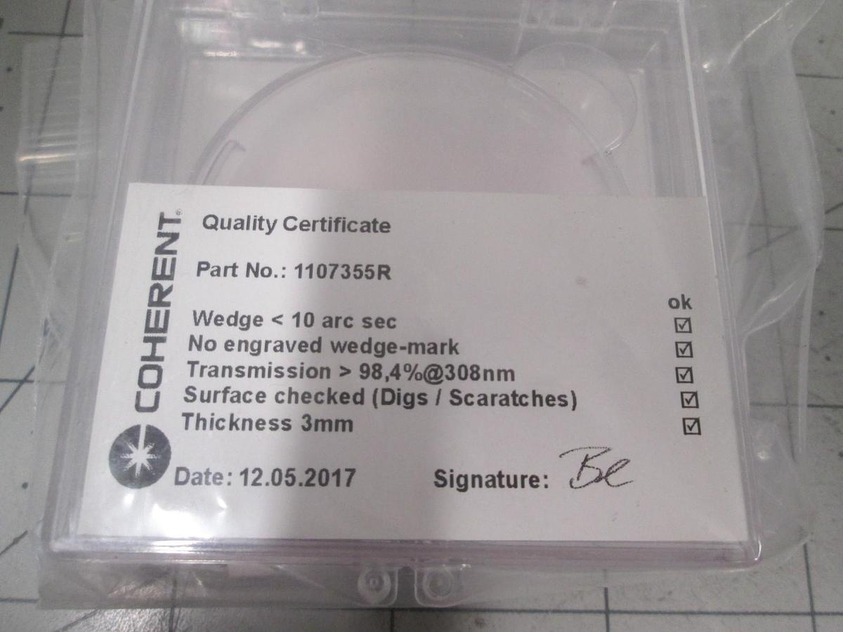 Coherent, Window Sapphire, 1107355R, AR/AR 308 NM 50 x 3mm, New