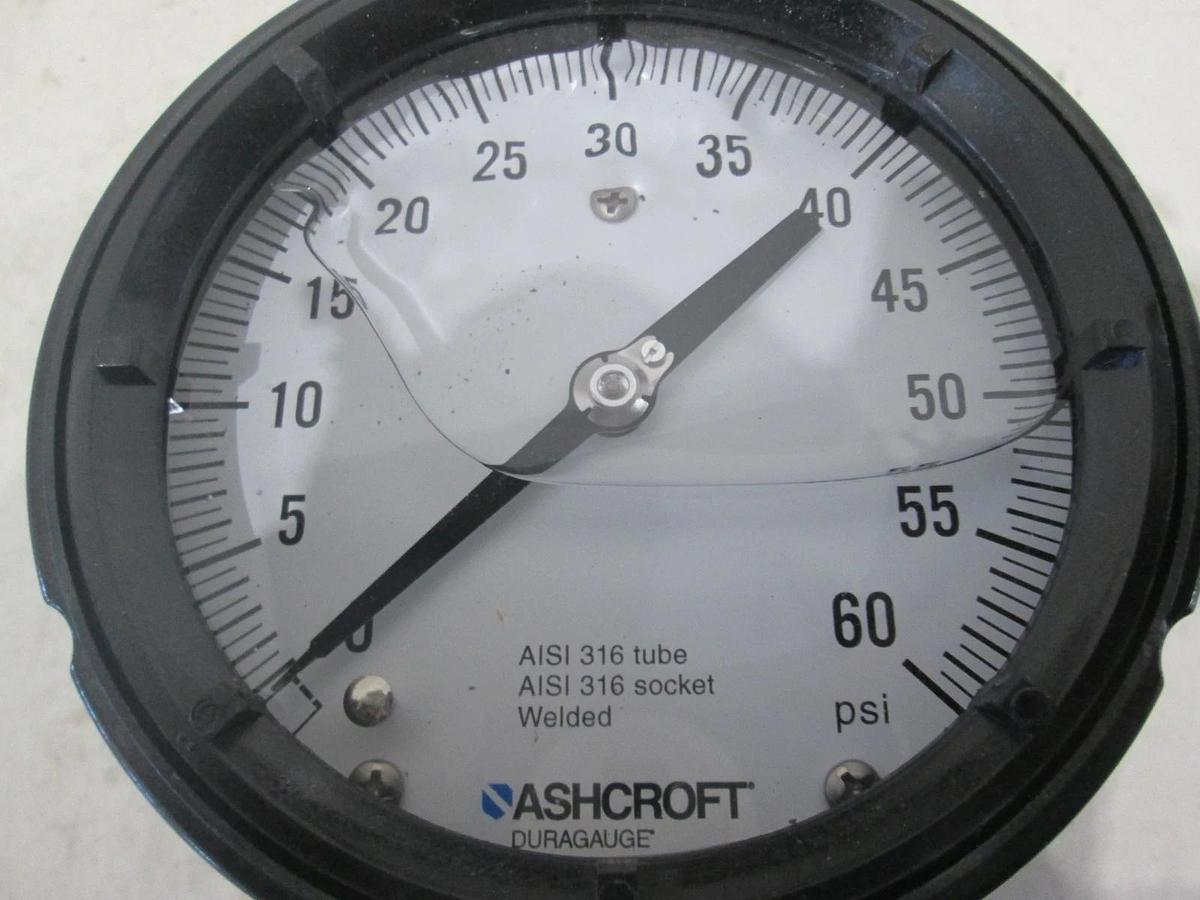 Ashcroft, Duragauge, 4-1/2", 0-60 PSI, Silicone Fill, New