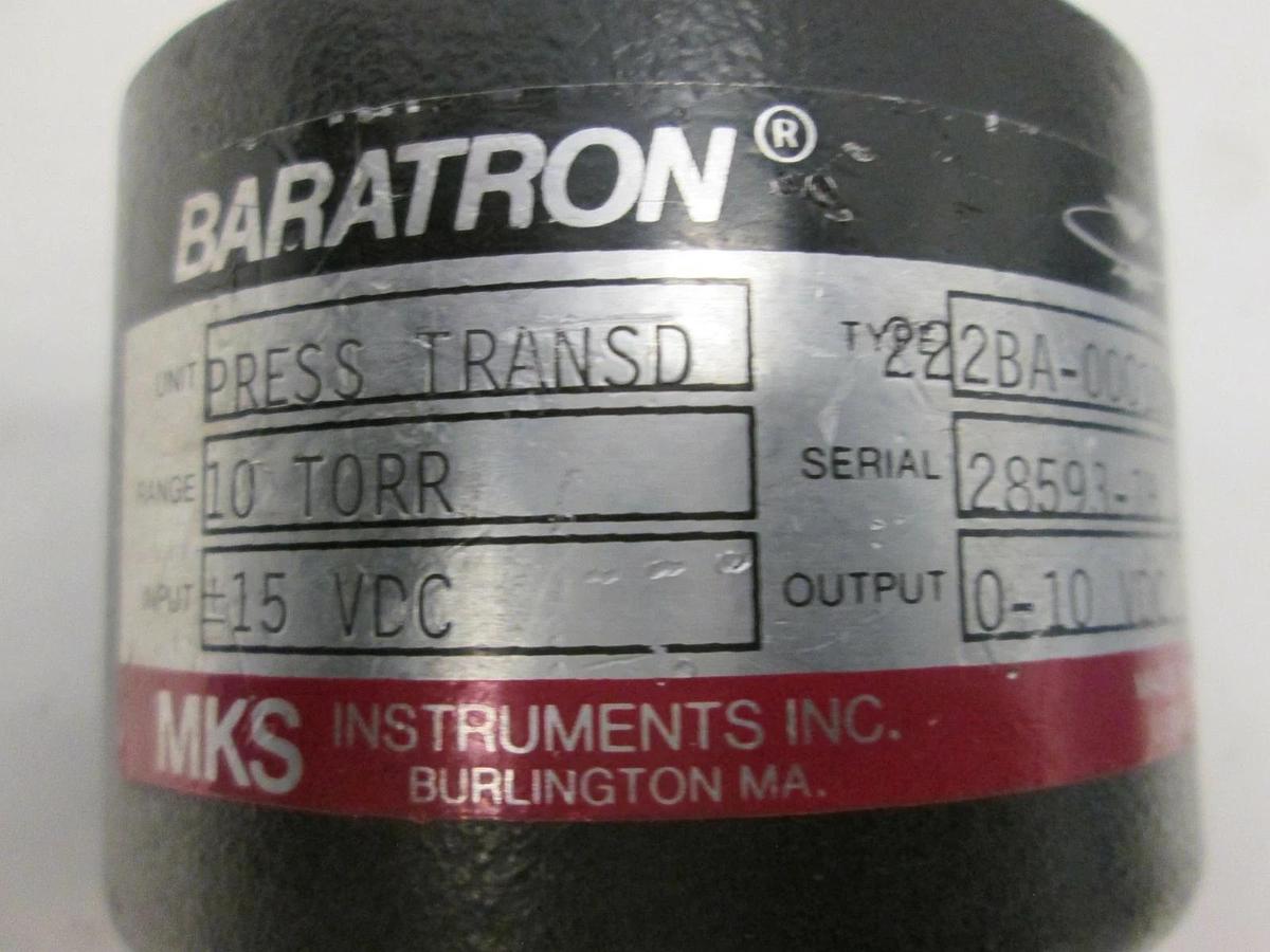 Used MKS, Baratron 10 Torr Pressure Transducer, 222BA-00010AA, Used