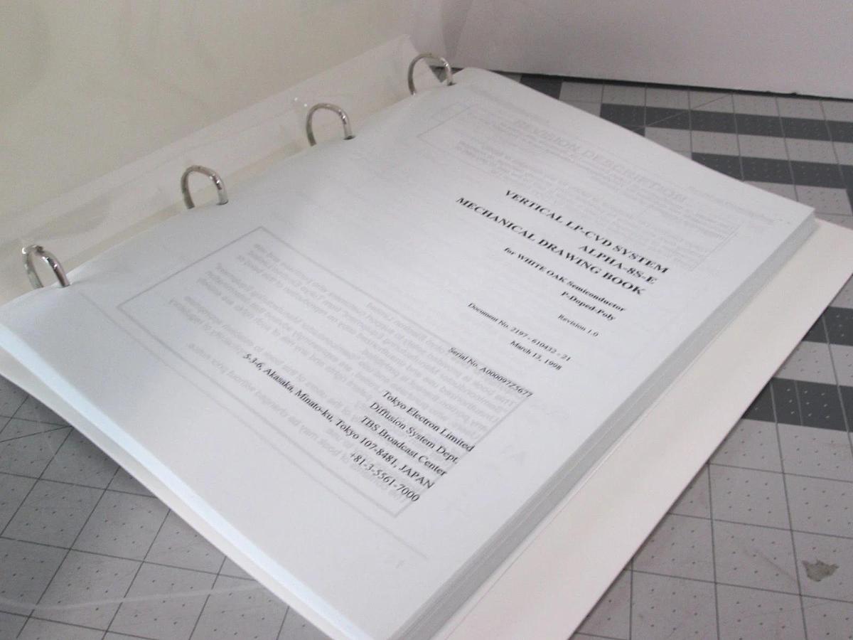 Used TEL Tokyo, ALPHA-8S-E, Mechanical Drawing Book P-Doped-Poly, Used