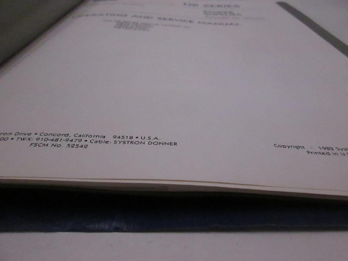 Used Systron Donner HR Series Power Supplies Operating and Service Manual, Used