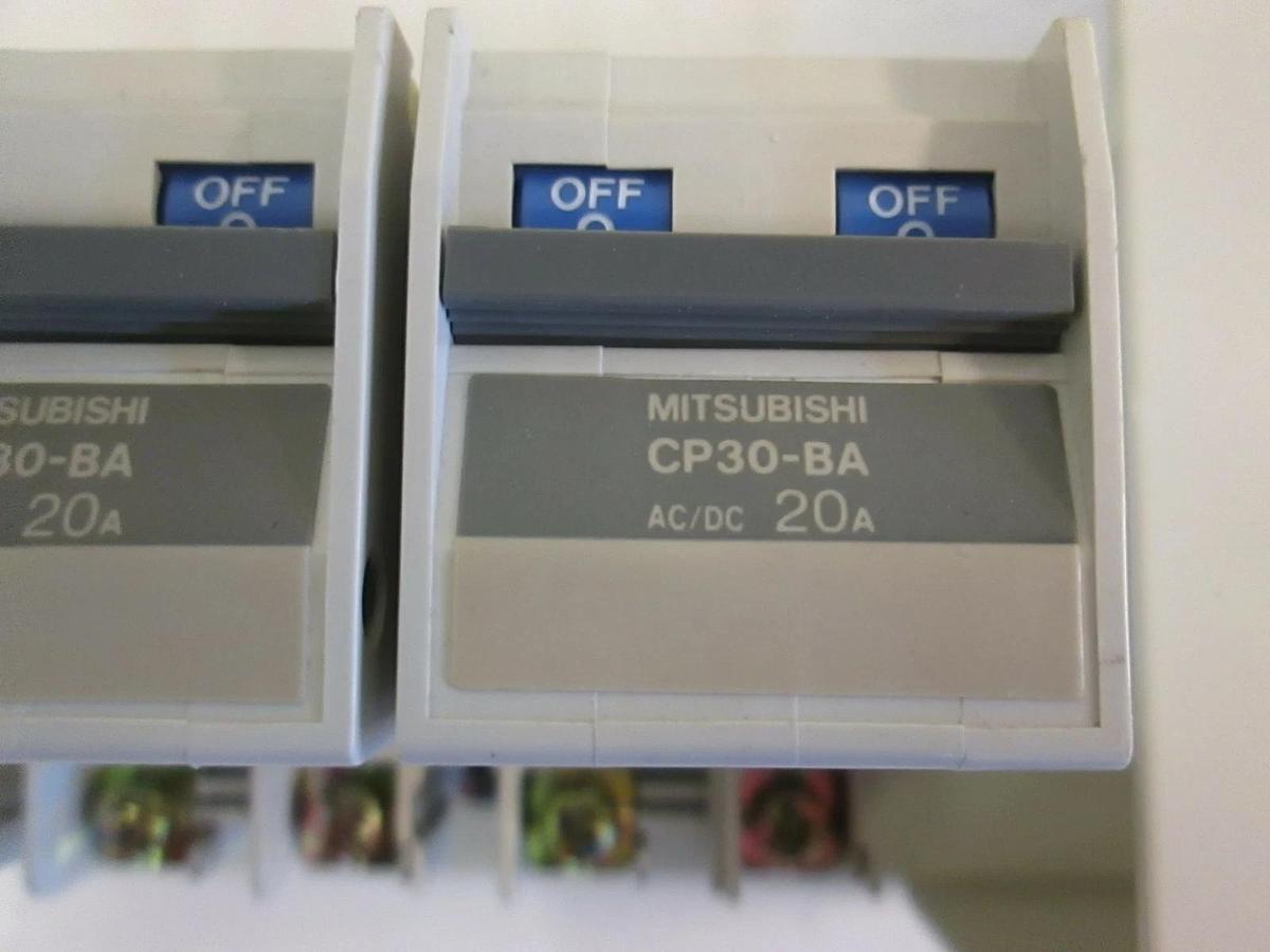 Used Mitsubishi Circuit Protector CP30-BA, 20A, 250VAC/125VDC, 2 Pole, Used, Lot of 8