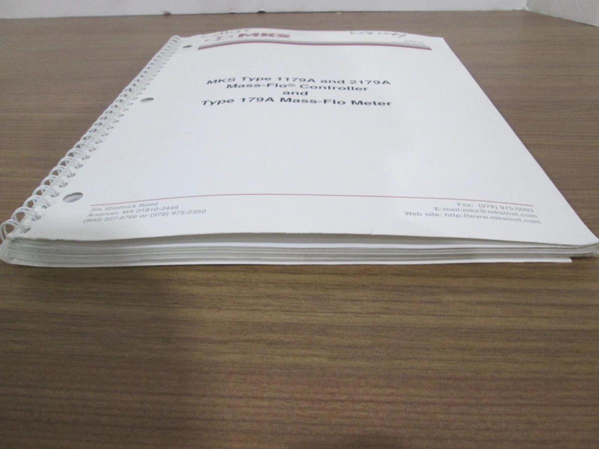 Used MKS, Type 1179A and 2179A MFC and Type 179A Meter, Instruction Manual, Used