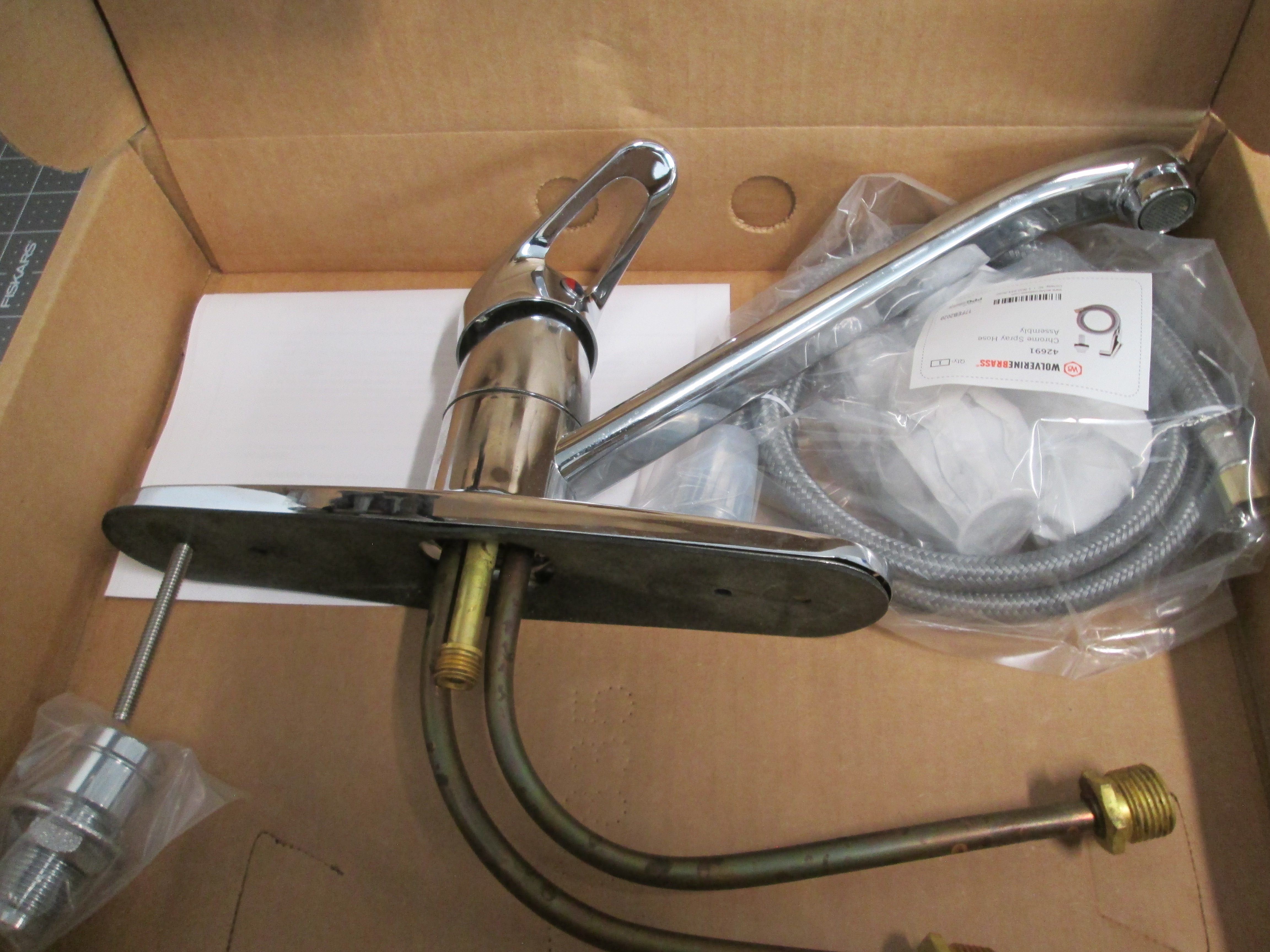 Used Wolverine Brass Endurance 85002 Kitchen Faucet Chrome Loop Handle On-Board Spray