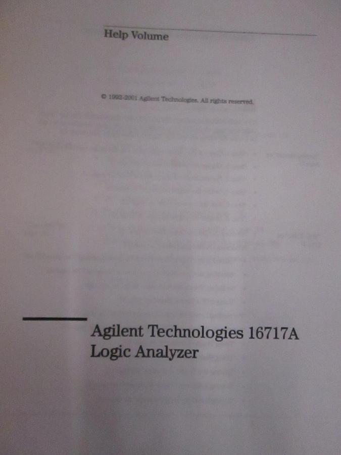 Used Agilent 16717A Logic Analyzer Help Volume, Used