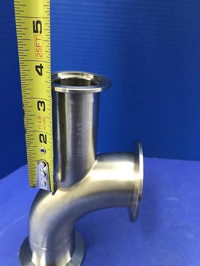 SS Vacuum Tube 90° Elbow 4.5" x 3", NW50 Flanges & NW40 Port, LOT of 2 New