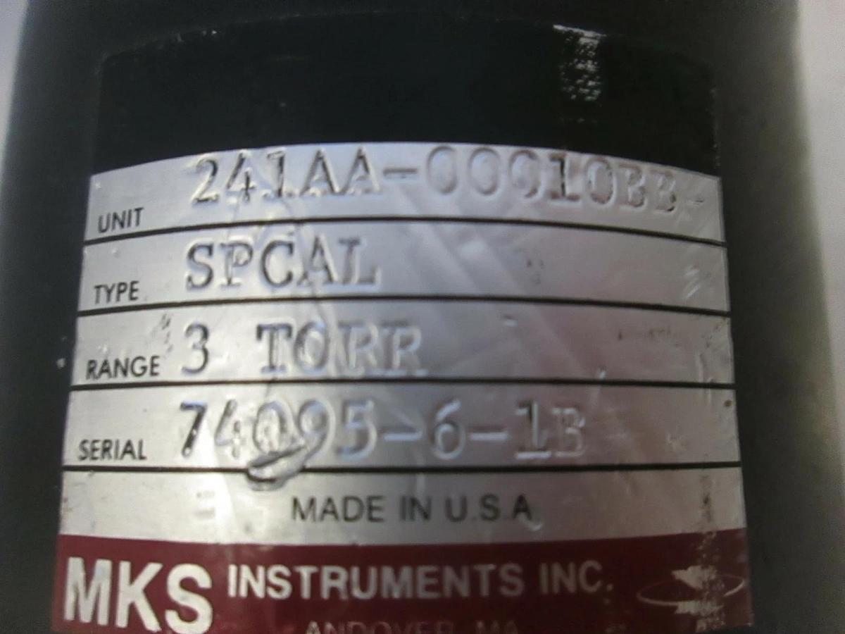 Used MKS Baratron 241AA-00010BB, 3 TORR Type 241A Pressure Transducer, Used