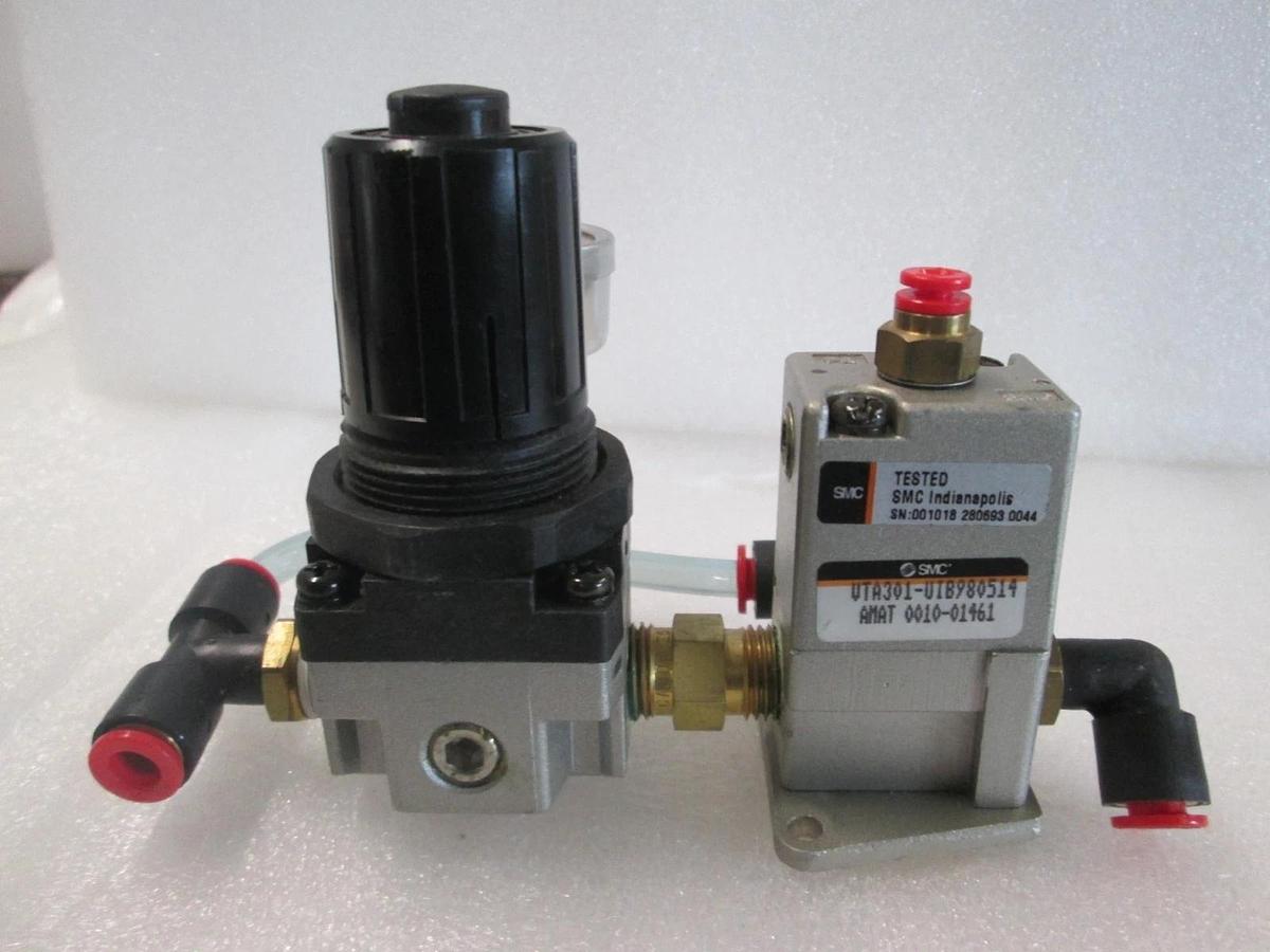 SMC, VTA301-02-B, Air Operated Valve Assy w/ Regulator and 0-60 PSI Gauge, Used