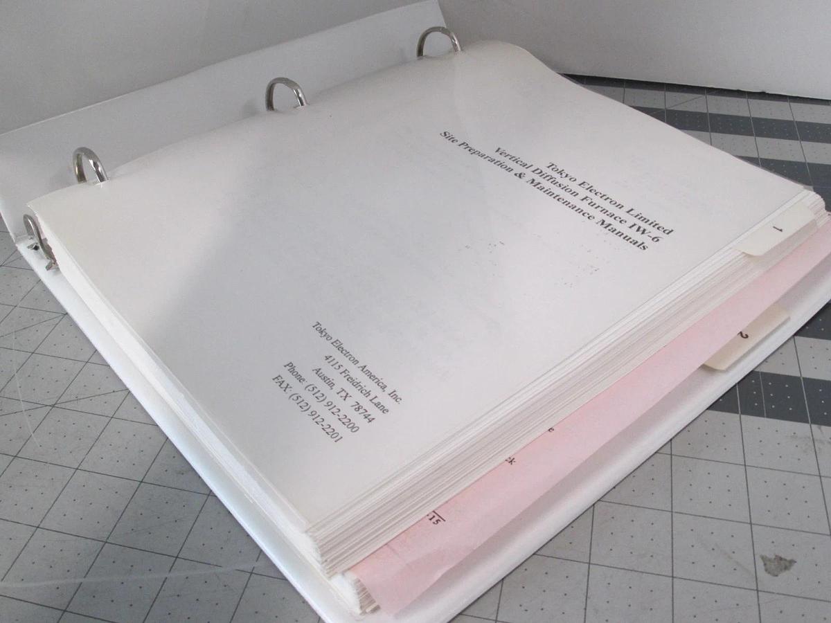 Used TEL Tokyo, IW-6, Site Preparation & Maintenance Manuals, Used