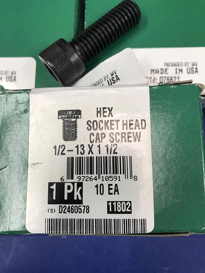 Used Camcar 1/2-13 x 1 1/2 Hex Socket Head Cap Screw, Lot of 30 Pieces