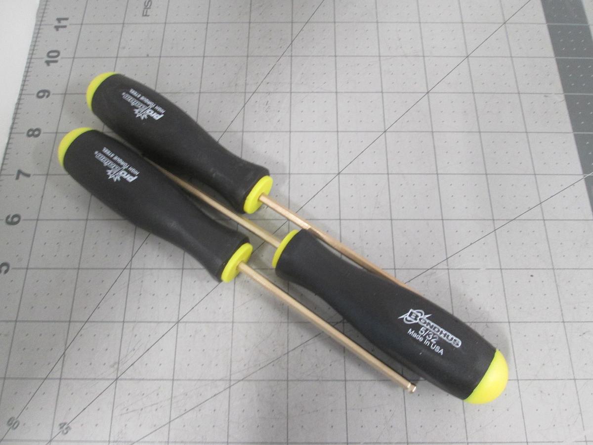 Used Bondhus,5/32 Hex Ball End Screwdriver Lot of 3, New USA Made Ball Driver