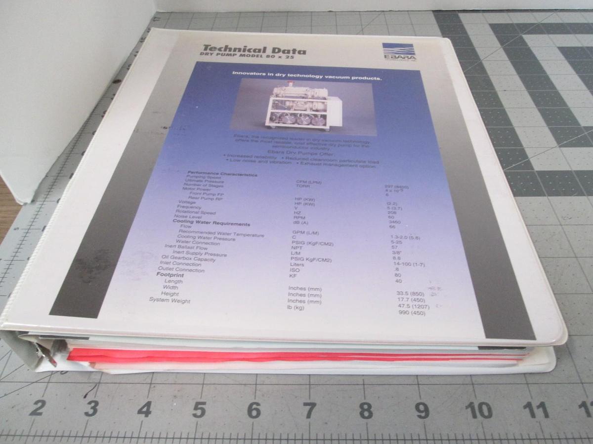 Used Ebara, Dry Pump Model 80 x 25 Technical Data, Used