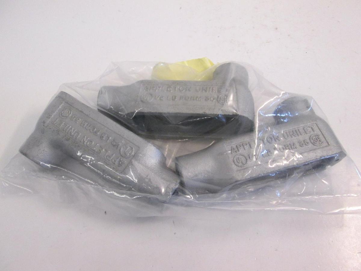 Used Appleton Unilet Conduit Body, 4 1/2", 1/2 LB Form, Used, Lot of 3