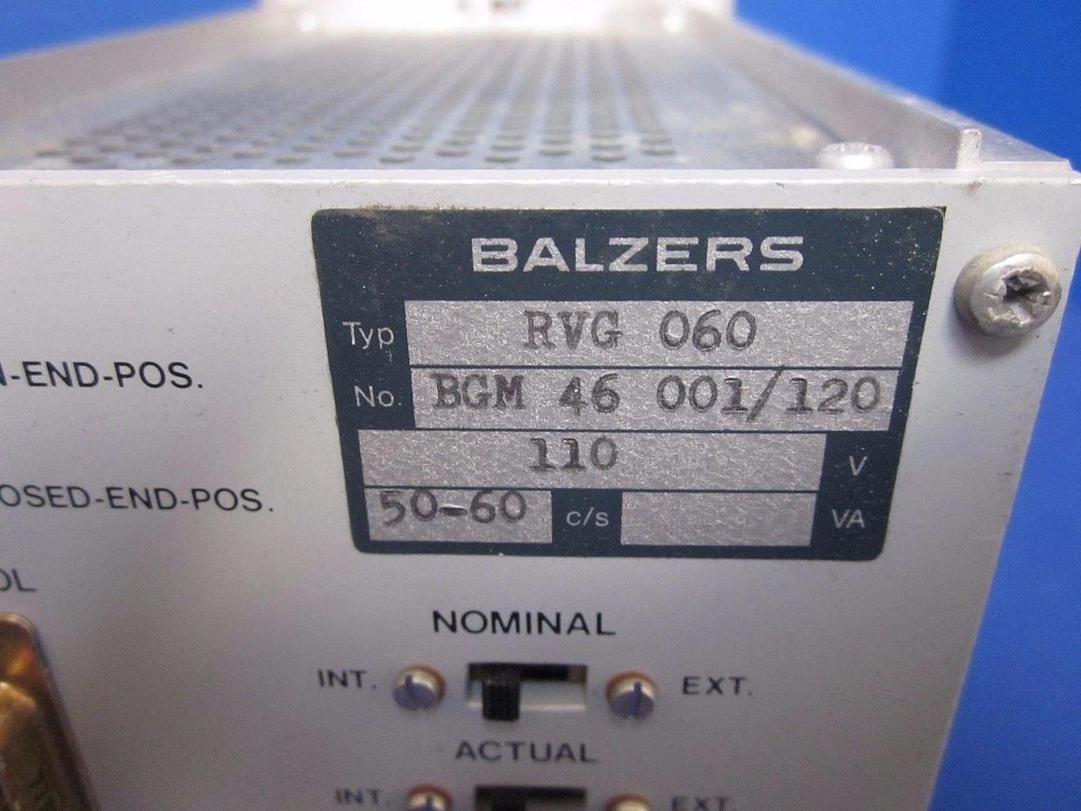 Used Balzers RVG 060 Throttle Valve Control BGM 46, Used