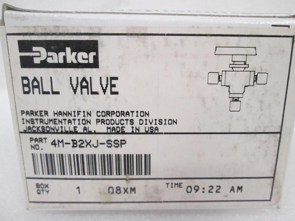Parker, Ball Valve, 4M-B2XJ-SSP, 3-Way B- Series Valve, New