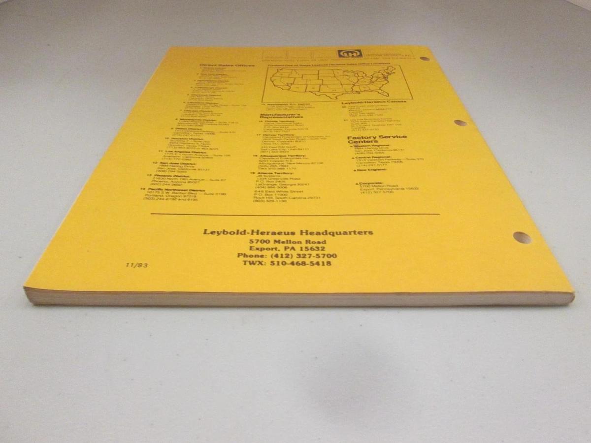 Used Leybold, Operation and Maintenance Manual for RUVAC WA/WAU Pumps, Used