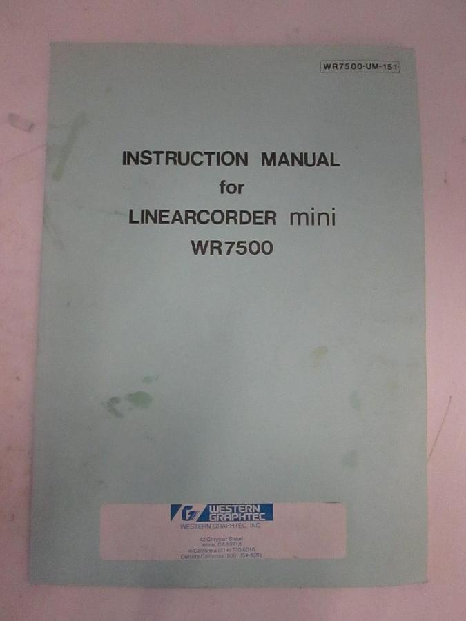 Used Linearcorder Mini WR7500 Instruction Manual, Used