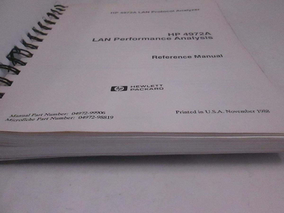 Used HP 4972A LAN Protocol Analyzer Reference Manual, Used