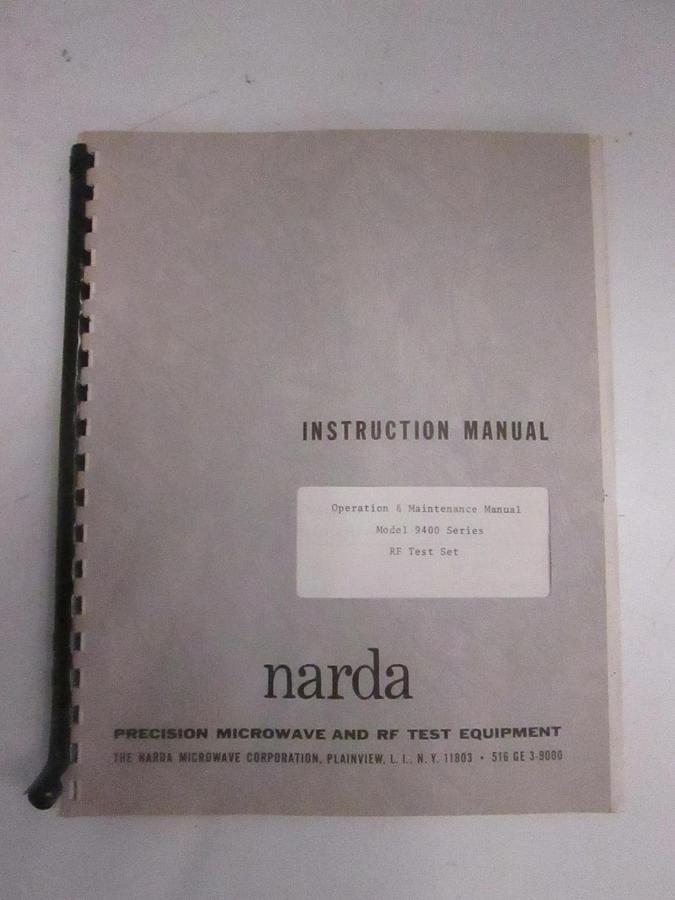Used Narda Model 9400 Series RF Test Set, Operation and Maintenance Manual, Used