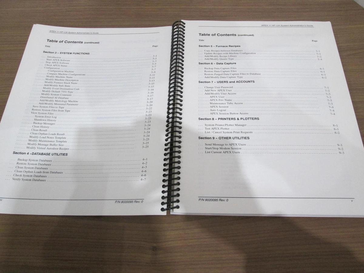 Used Kokusai, 9020095, APEX 11 HP-UX System Administrator's Guide, Used