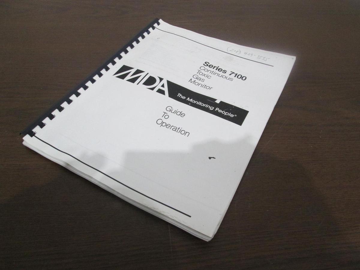 Used MDA, Series 7100 Continuous Toxic Gas Monitor, Guide to Operation, Used