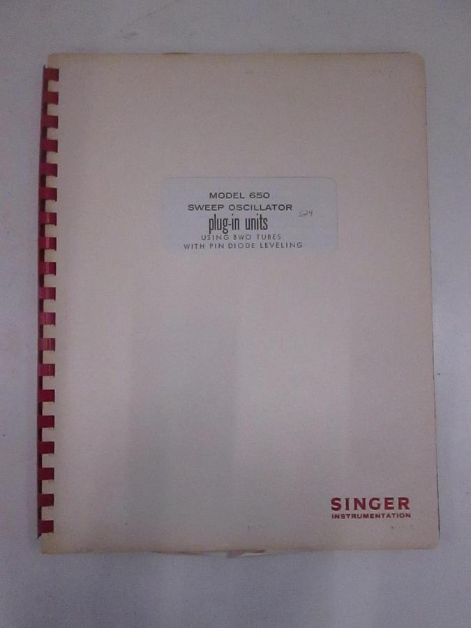 Used Singer Model 650 Sweep Oscillator Plug-In Units Instruction Manual, Used