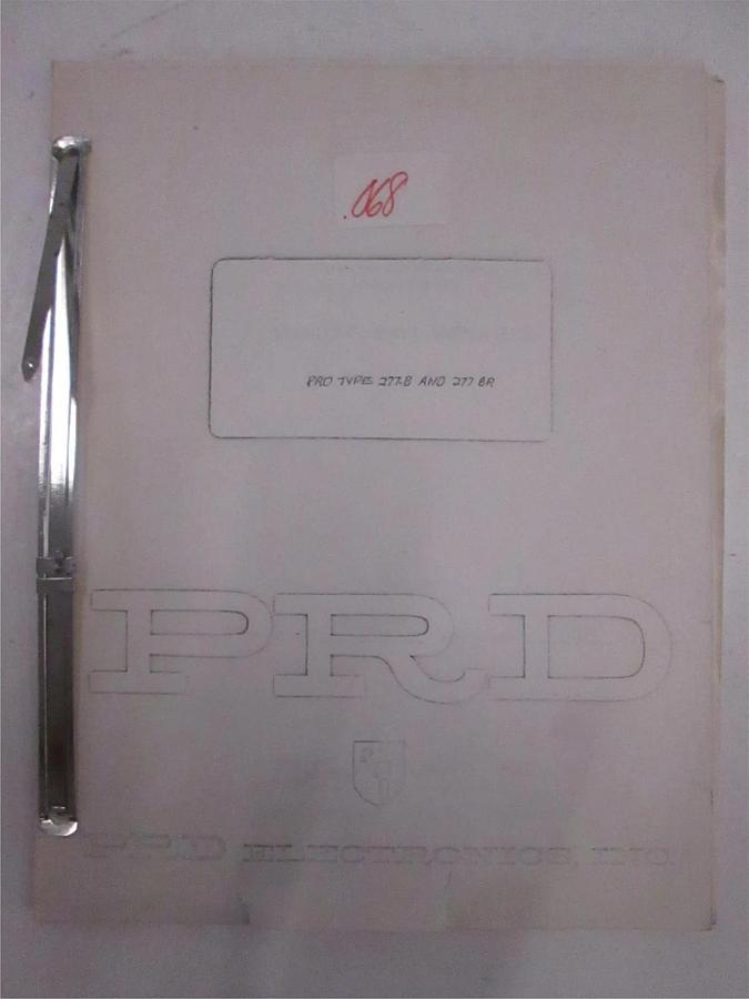 Used PRD Types 277-B and 277-BR Standing Wave Amps Operating and Maintenance, Used