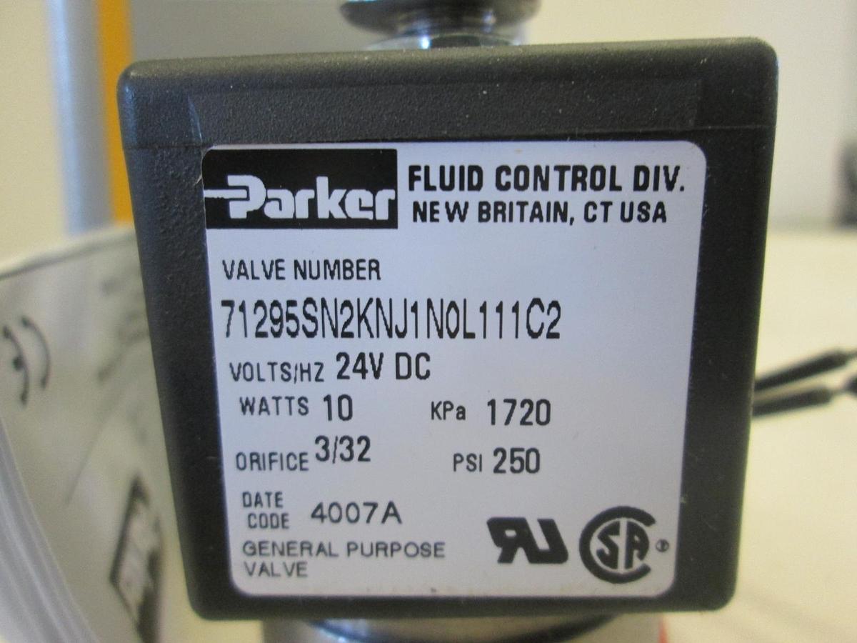 Parker, 71295SN2KNJ1N0L111C2, General Purpose Valve, 10W, 24V DC, 3/32, New