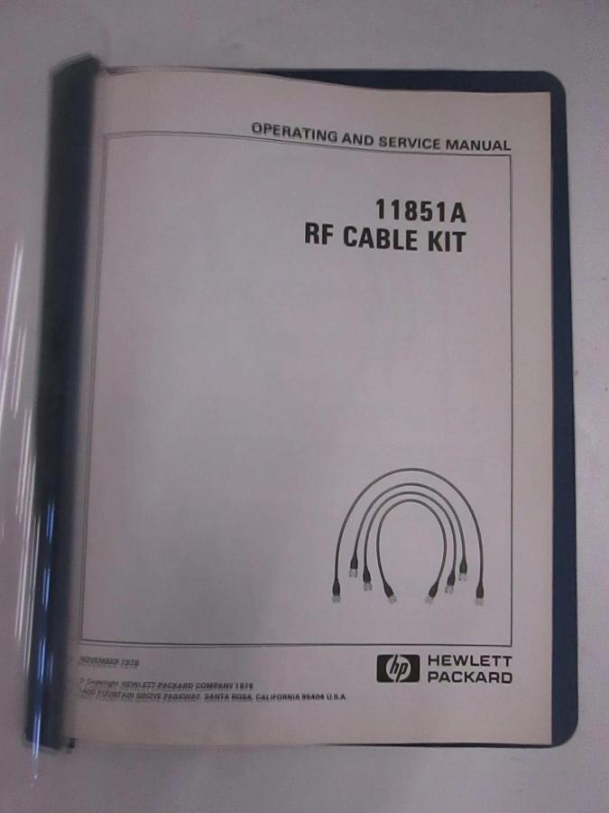 Used HP 11851A RF Cable Kit, Operating and Service Manual, Used
