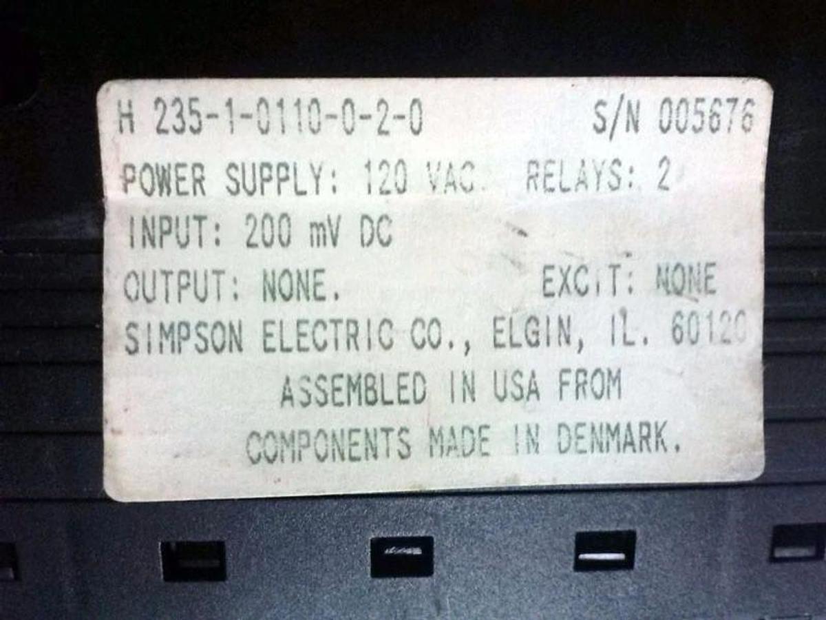 Used Simpson Hawk II, H 235-1-0110-0-2-0, Digital Panel Meter, DC Voltage, Used