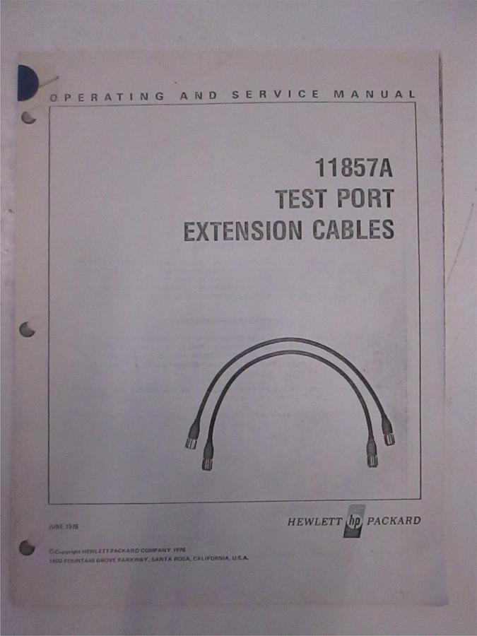Used HP Model 11857A Test Port Extension Cables Operating and Service Manual, Used