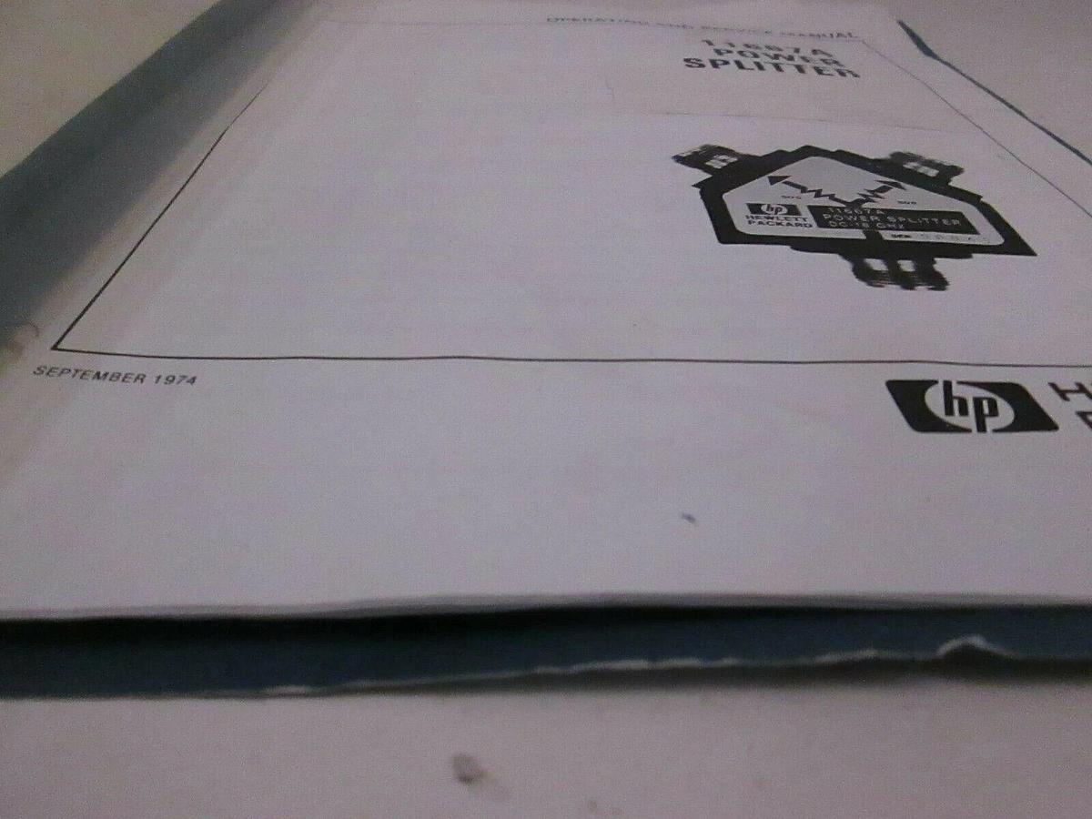 Used HP 11667A Power Splitter Operating and Service Manual, Used