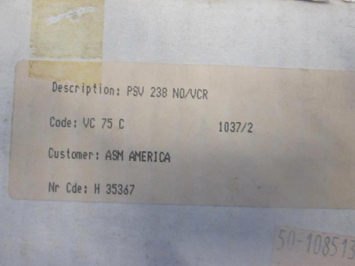 Used Qualiflow, ASM Valve, PSV 238 NO/VCR, New