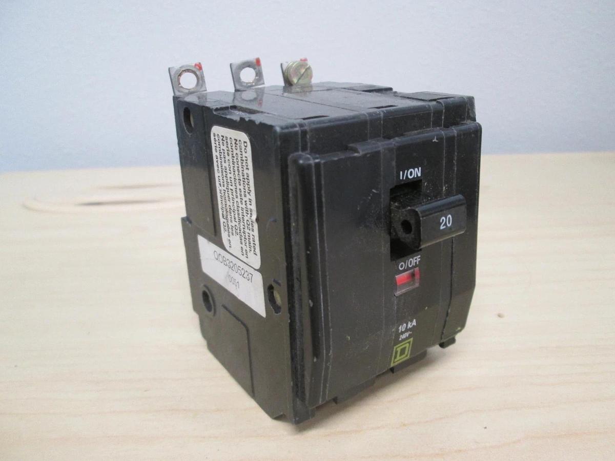 Used Square D, L-5225, Type QOB, 3 Pole Circuit Breaker, 20A, Used