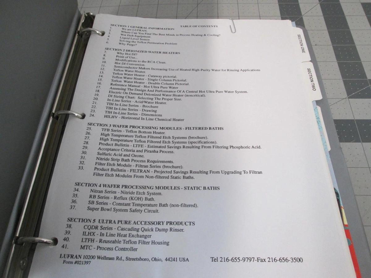 Used Lufran, General Information Binder, Used