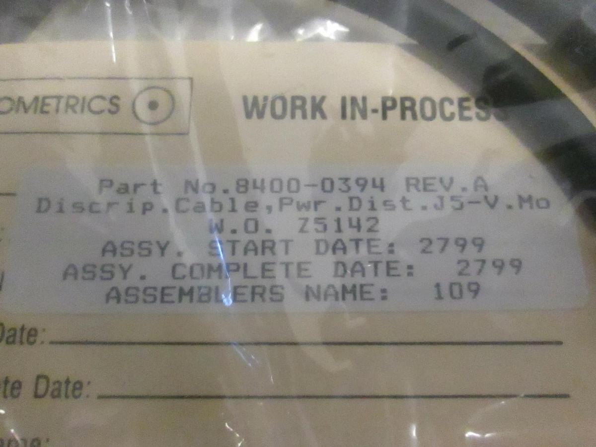 Used Nanometric Cable, Pwr. Dist. J5-V. Mo Assy, 8400-0394, Used