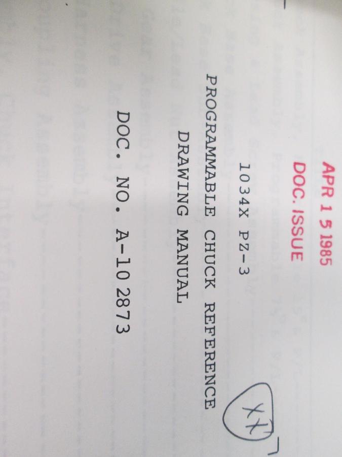 Used Electroglas, Model 1034x PZ-3, Programmable Chuck Reference DWG Manual, Used