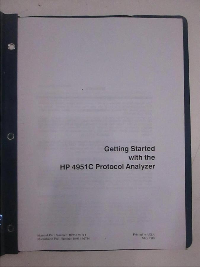 Used HP Getting Started with the 4951C Protocol Analyzer, Used