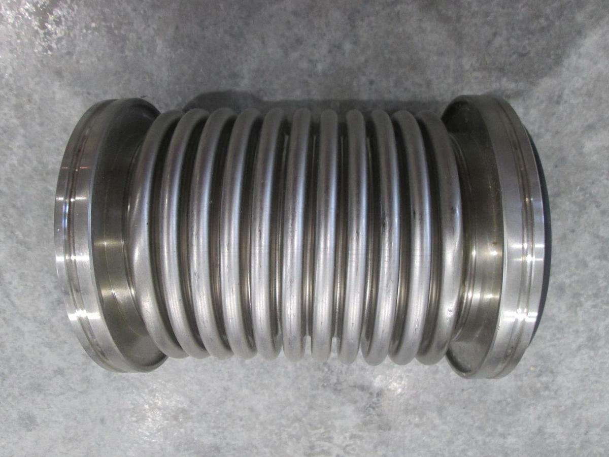 Used Stainless Steel Formed Bellows Vacuum Pipe / Hose, 6"L, 107MM Flange, Used