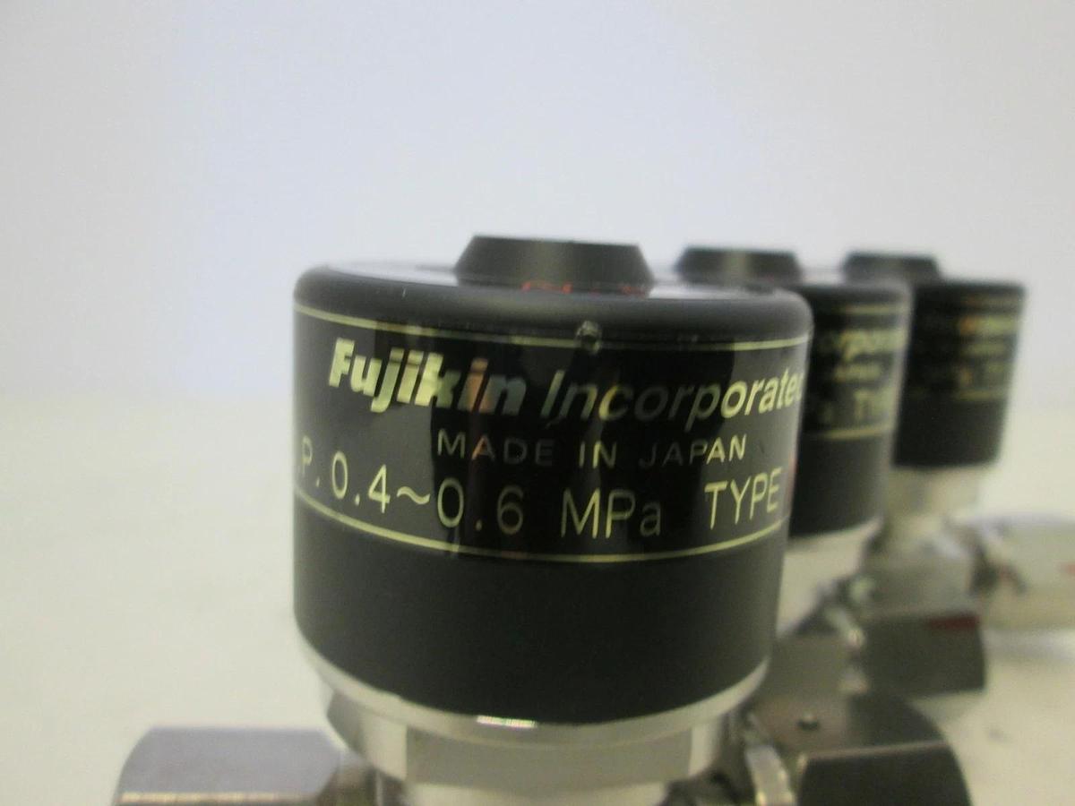 Used Fujikin, O.P. .4-.6 MPa Pneumatic Valve, N.C, 316L, Used, Lot of 3