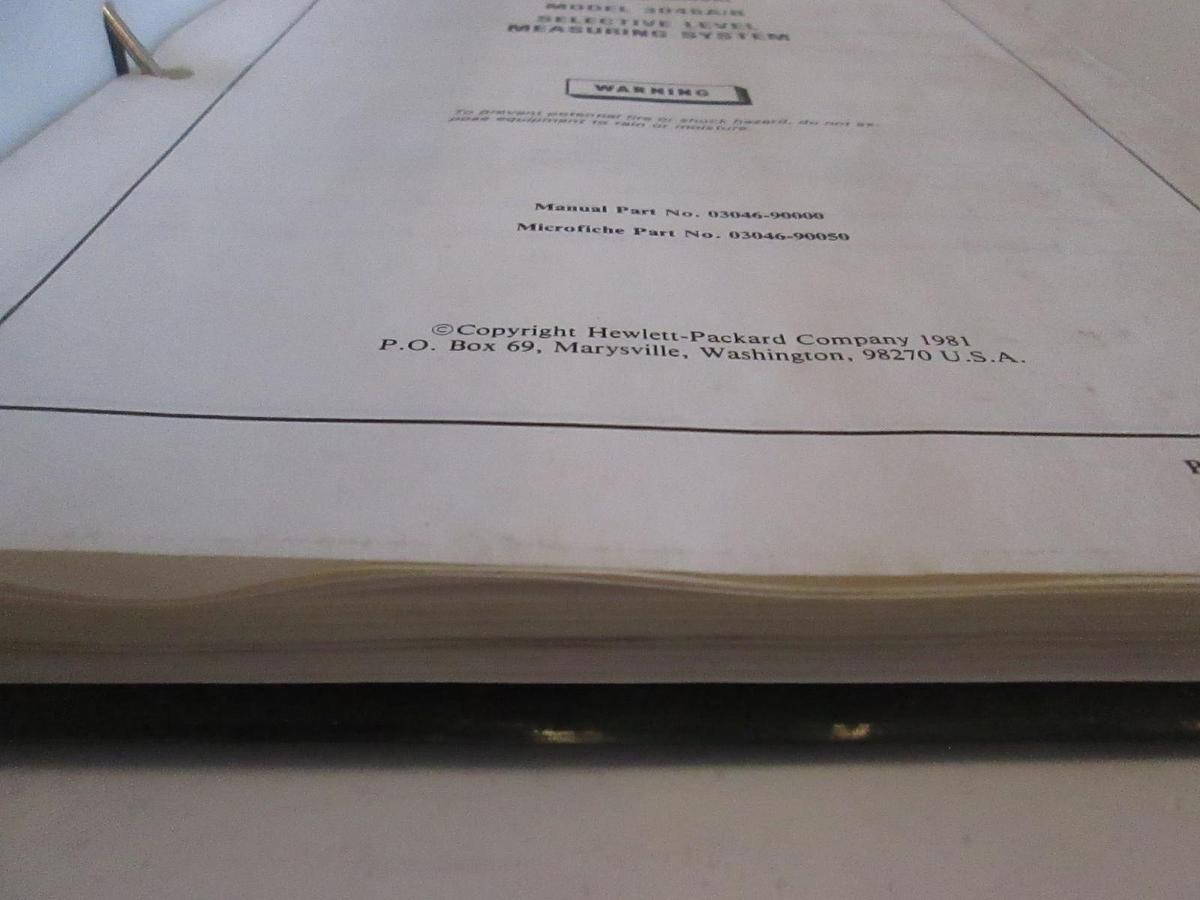 Used HP Model 3046A/B Selective Level Measuring System Operating Manual, Used