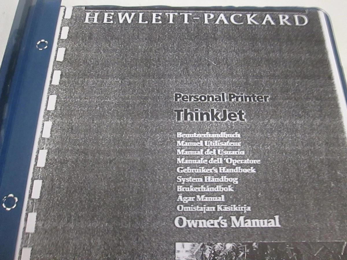 Used HP Personal Printer ThinkJet Owners Manual, Used