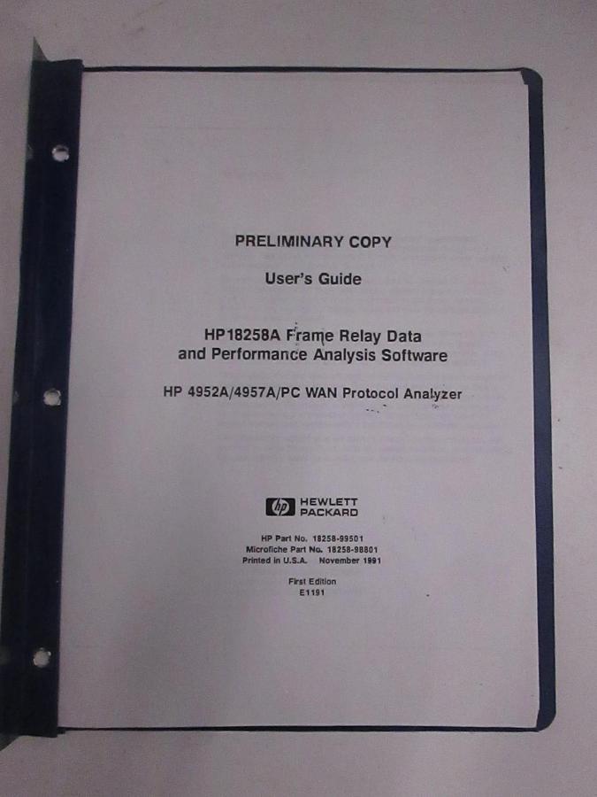 Used HP 18258A Frame Relay Data and Performance Analysis User's Guide, Used
