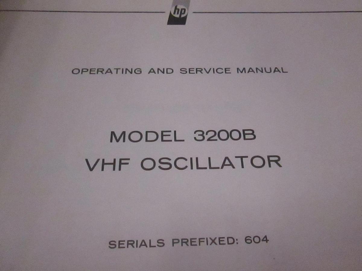 Used HP Model 3200B VHF Oscillator Operating And Service Manual, Used