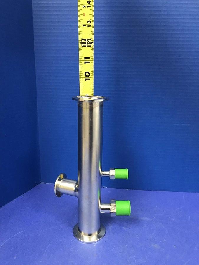 Stainless Steel Vacuum Fitting: NW40 Full Nipple, 9"L with 3 Ports