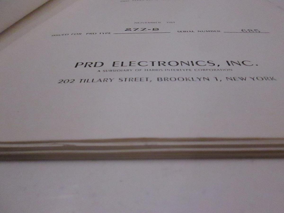 Used PRD Types 277-B and 277-BR Standing Wave Amps Operating and Maintenance, Used