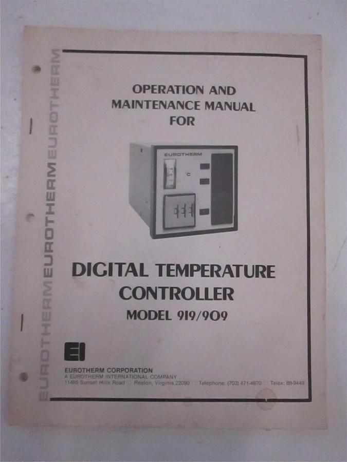 Used Eurotherm Digital Temp Controller Model 919/909 Operation Manual, Used