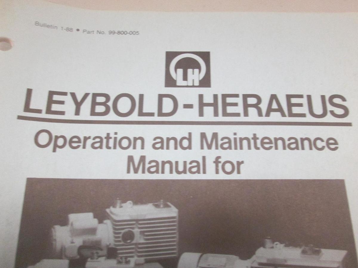 Used Leybold, 99-800-005, Operation and Maintenance Manual for TRIAC Pumps, Used