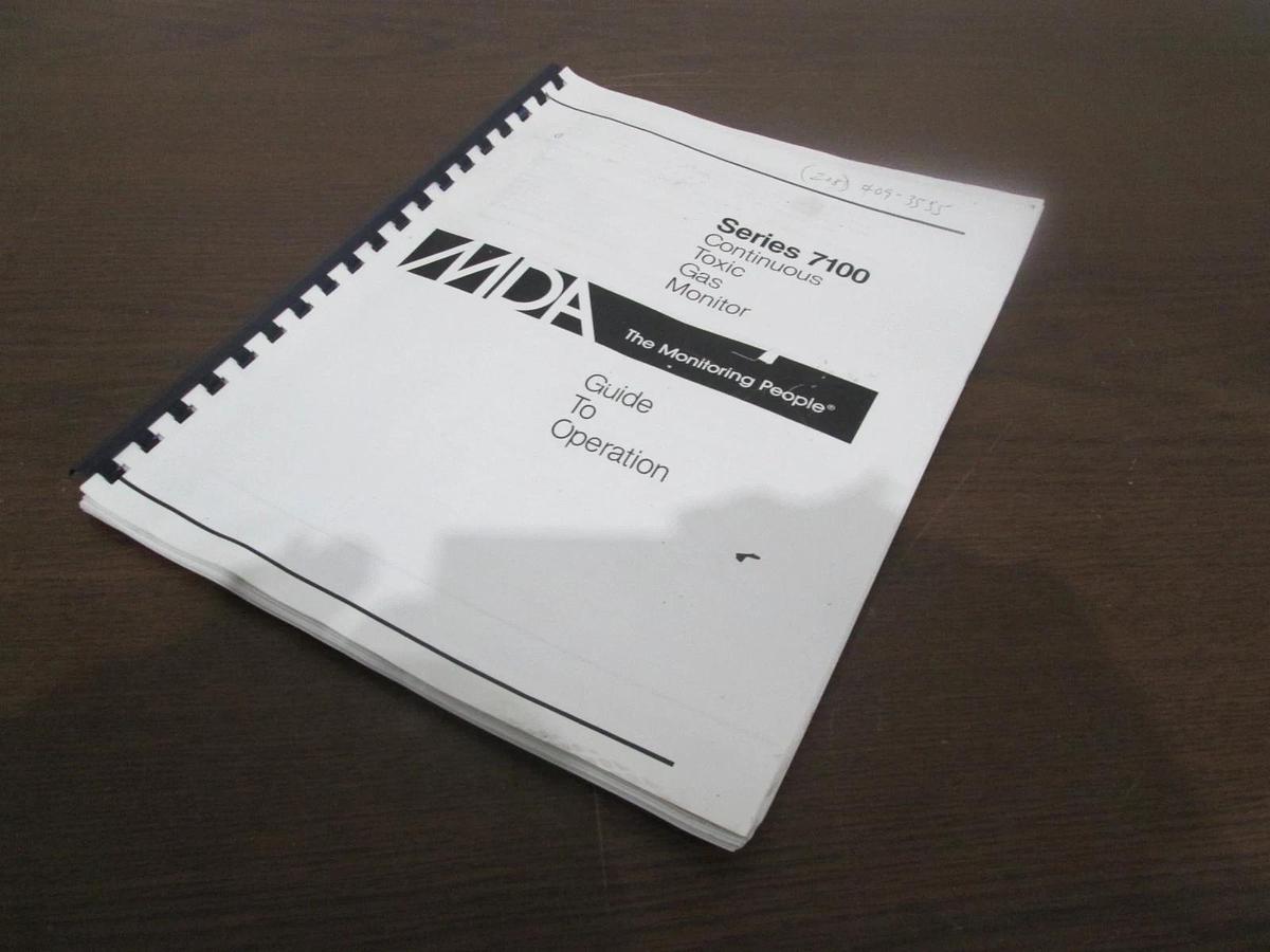Used MDA, Series 7100 Continuous Toxic Gas Monitor, Guide to Operation, Used